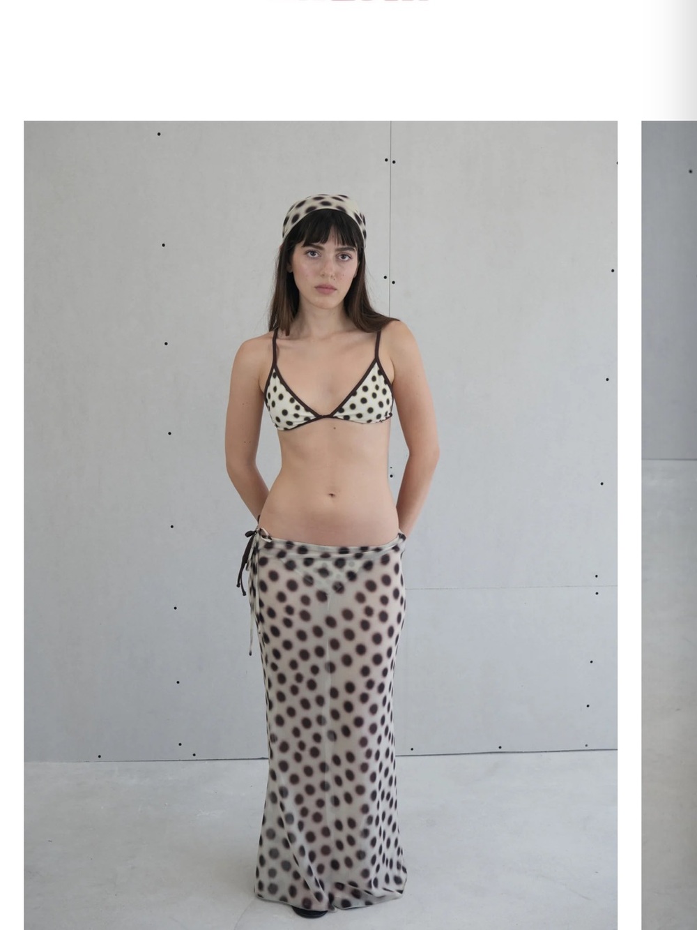 Polka Dot Slip Skirt - Beige/Black - Picture 2 of 2